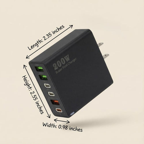 200W USB-C Charger for Multiple Devices 6-In-1 Mobile Fast Charging with Iphone USB a Type C Charger Compact and Easy to Travel for Iphone 17 16 15 14 13 12 Pro Max XS Ipad for Switch Samsung Ultra 2