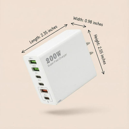 200W USB-C Charger for Multiple Devices 6-In-1 Mobile Fast Charging with Iphone USB a Type C Charger Compact and Easy to Travel for Iphone 17 16 15 14 13 12 Pro Max XS Ipad for Switch Samsung Ultra 2